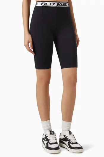 Logo Tape Biker Shorts in  Tech-lycra