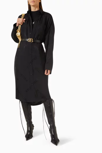 Cocoon Midi Dress in Viscose Jacquard