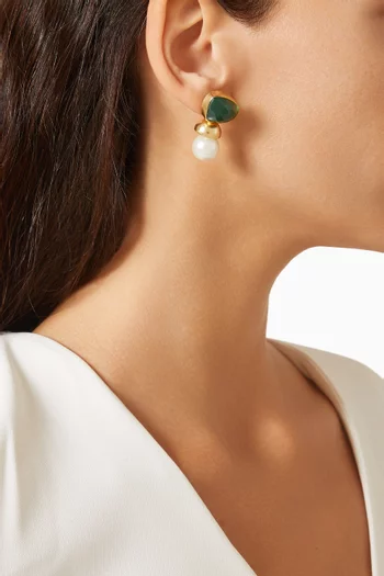 Pearl Drop Earrings in 18kt Gold-plated Bronze