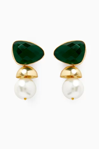 Pearl Drop Earrings in 18kt Gold-plated Bronze