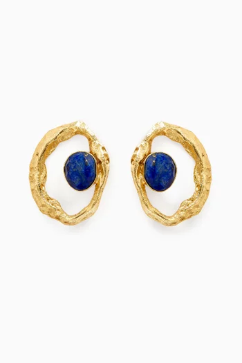 Abstract Gemstone Earrings in 18kt Gold-plated Bronze