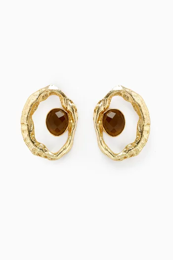 Abstract Gemstone Earrings in 18kt Gold-plated Bronze