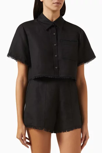 Solange Short Sleeve Cropped Shirt in Poplin