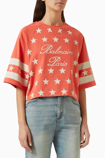 Signature Stars Cropped T-Shirt in Cotton
