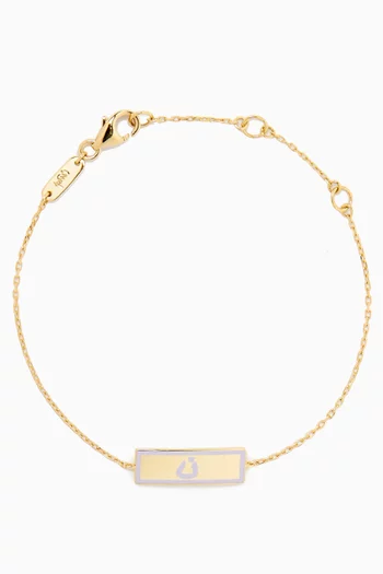 'N' Letter Plaque Bracelet in 18kt Yellow Gold