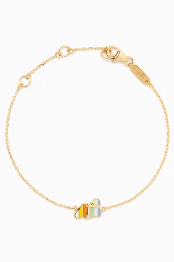 'M' Letter Charm Bracelet in 18kt Yellow Gold