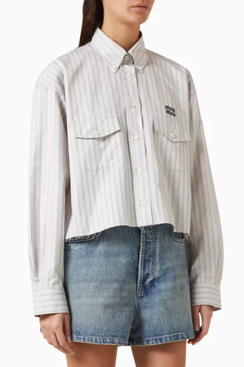 Striped Logo-patch Shirt in Cotton