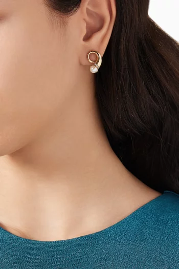 Diamond & Pearl Cornucopia Earrings in 14kt Gold