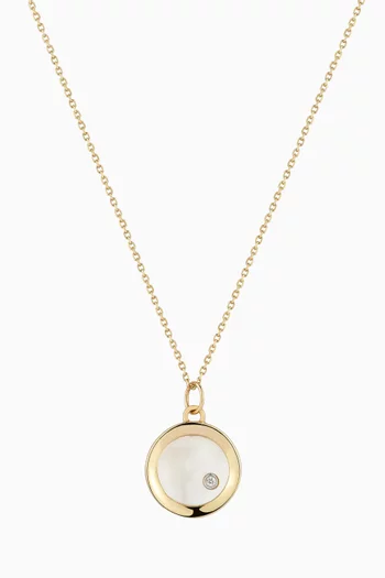 Mother-of-Pearl Diamond Dot Coin Necklace in 14kt Gold
