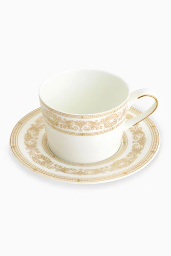 Opera Gold Teacup and Saucer Set in Fine Bone China
