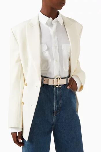 W CL Logo Belt 35 in Calfskin Leather