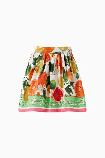Fruit Print Skirt & Bloomers in Cotton Poplin