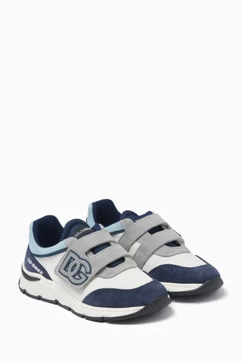 Logo-patch Sneakers in Mesh & Suede