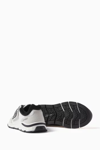 Logo-patch Sneakers in Mesh & Suede