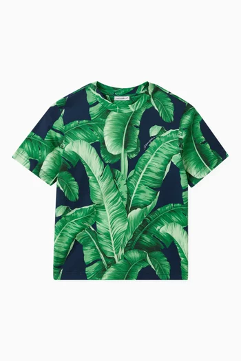 Banana Tree-print Oversized T-shirt in Cotton Jersey