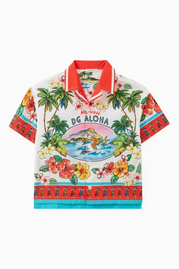 Hawaii-print Shirt in Cotton Poplin