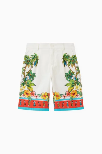 Hawaii-print Shorts in Linen