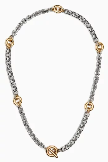 Two Tone Fillia Necklace in 14kt Gold & Platinum-plated Brass