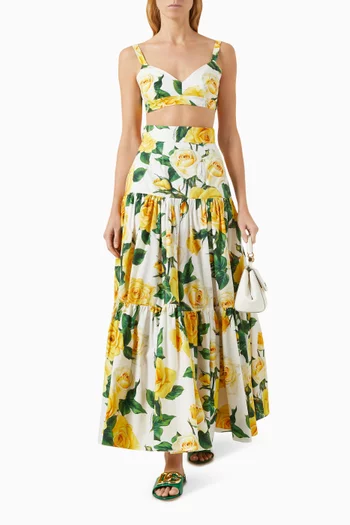 Floral-print Bralette in Cotton-poplin