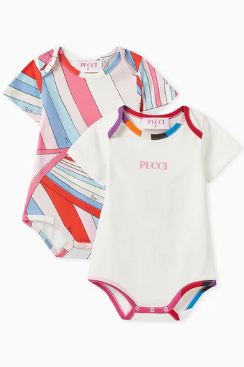 Iride Print Bodysuits, Set of Two in Cotton