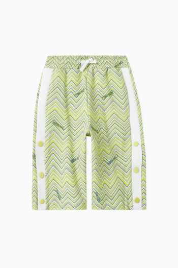 Zigzag-pattern Shorts in Cotton Jersey
