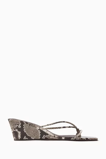 Minimal 65 Low Wedge Sandals in Python-effect Leather