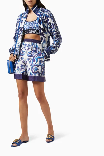 Majolica-print Twill Pajama Shorts in Silk