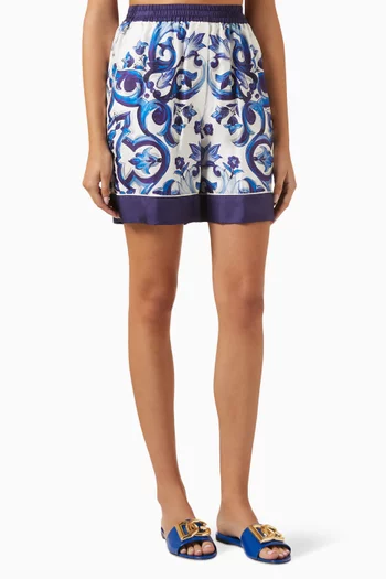 Majolica-print Twill Pajama Shorts in Silk