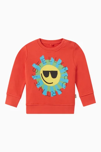 Sun Graphic Logo Print Sweatshirt in Organic Cotton Fleece