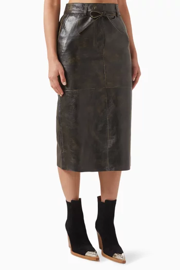 Lulu Midi Skirt in Leather
