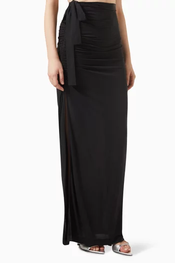 Hania Ruched Maxi Skirt in Cupro