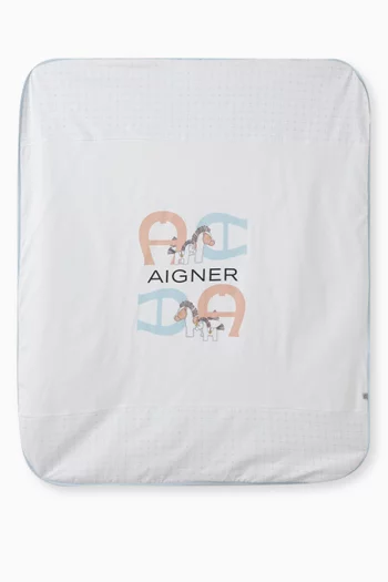 Horse Logo Baby Blanket in Pima Cotton