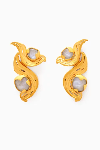 Interchangeable Meteorite Earrings in 18kt Gold-plated Brass