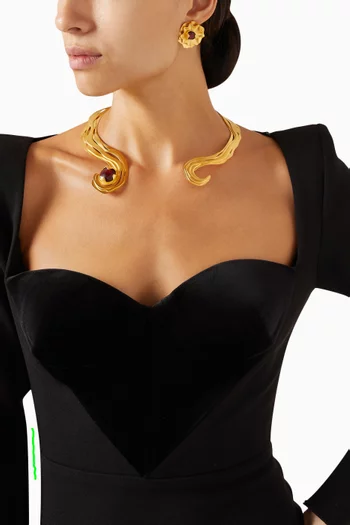 Sandstone Collar Necklace in 18kt Gold-plated Brass