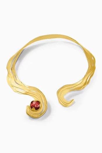 Sandstone Collar Necklace in 18kt Gold-plated Brass