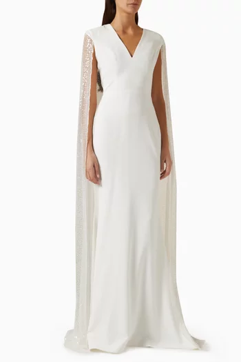 Myra Sequinned Cape Gown