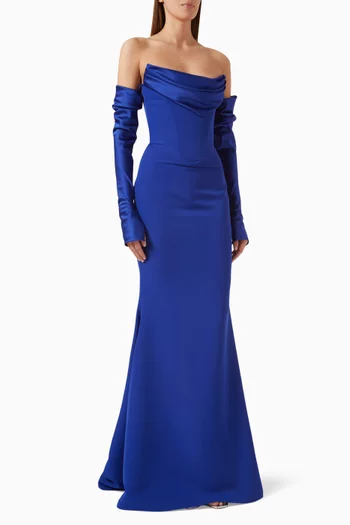 Raven Off-the-Shoulders Gown in Crêpe