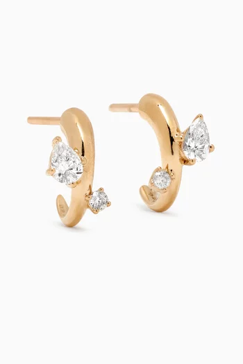 Premier Amigos Diamond J Hoop Earrings in 14kt Yellow Gold