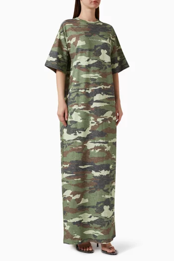 Camouflage-print Maxi Dress in Cotton