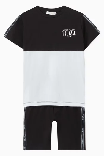 Logo T-Shirt & Shorts Set in Cotton