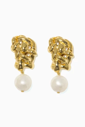 The Paths of Memory Pearl Earrings in 18kt Gold Vermeil