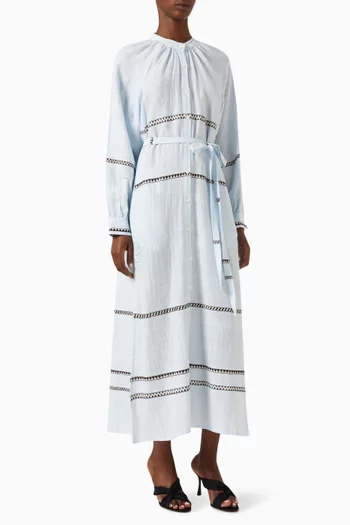 Makeda Button-up Maxi Dress in Cotton