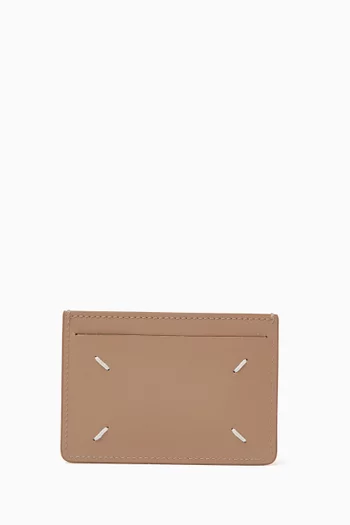 Logo Card Holder in Grainy Leather