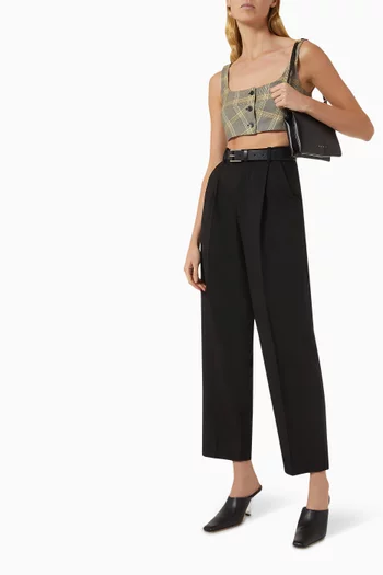 Checked Crop Top in Technical Wool-blend