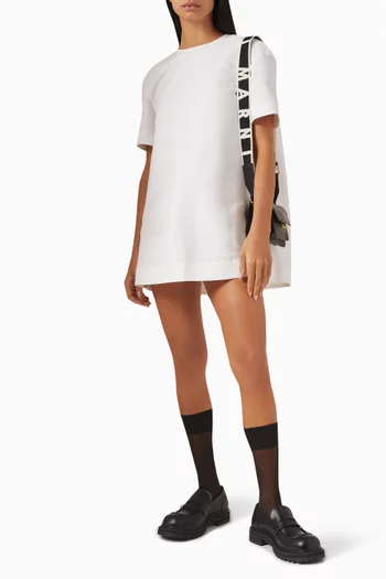 Short-Sleeve Mini Dress in Cotton