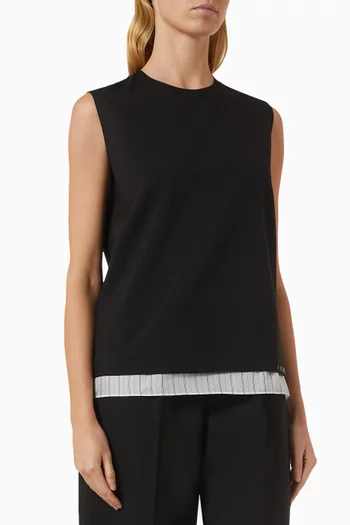 Stitched Logo Sleeveless Top in Wool