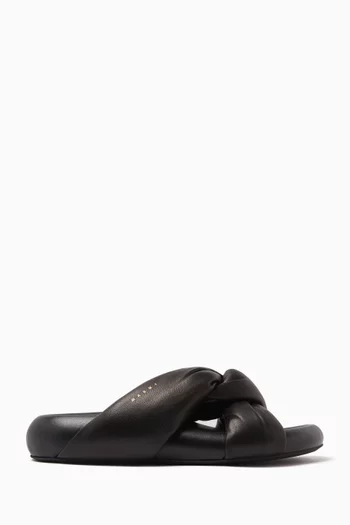 Twisted Slip-on Sandals in Leather