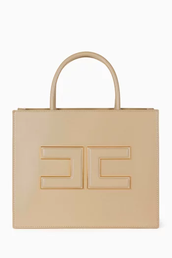 Medium Logo-plaque Shopper Tote Bag in Faux Leather