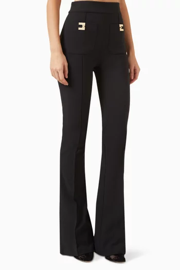 Flared Pants in Stretch Crepe