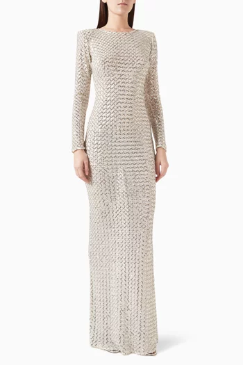 Herringbone Sequin-embellished Dress